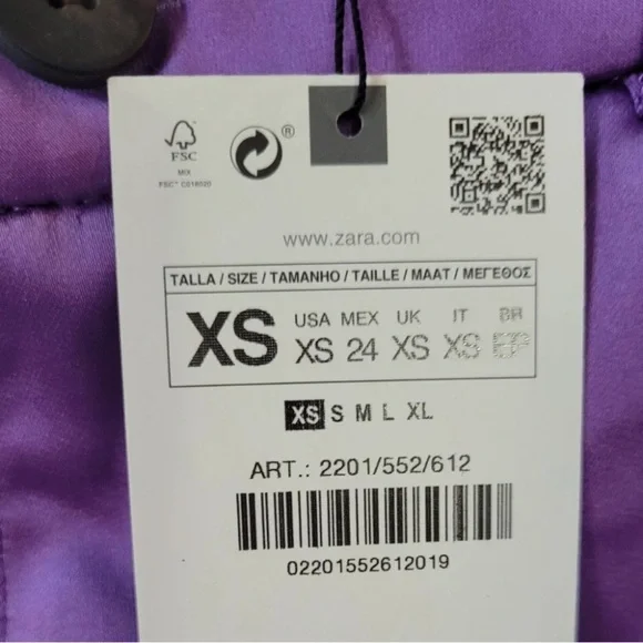 Zara Satin Lavender Cargo Pants Silky Straight Leg Utility Trousers Size XS - Picture 5 of 8